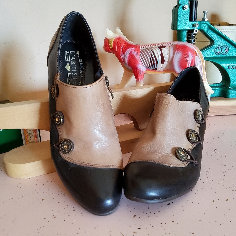 L'Artiste Springstep Faux Spat Steampunk Rockabilly Victorian Booties Sz 40